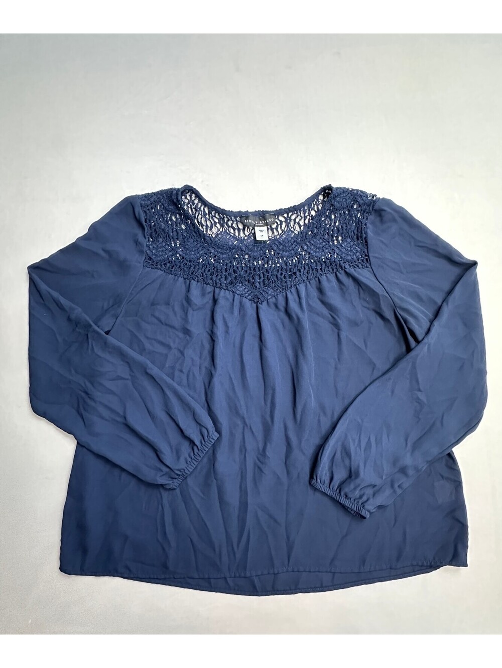 Simply Styled Navy Crochet Lace Blouse Women's L